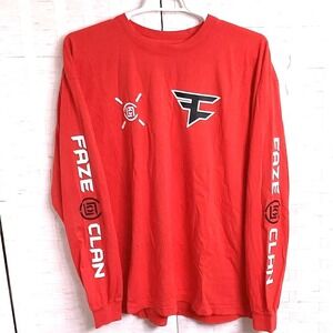 FaZe Clan Red Long Sleeve Jersey Esports Gaming T-Shirt Number 10